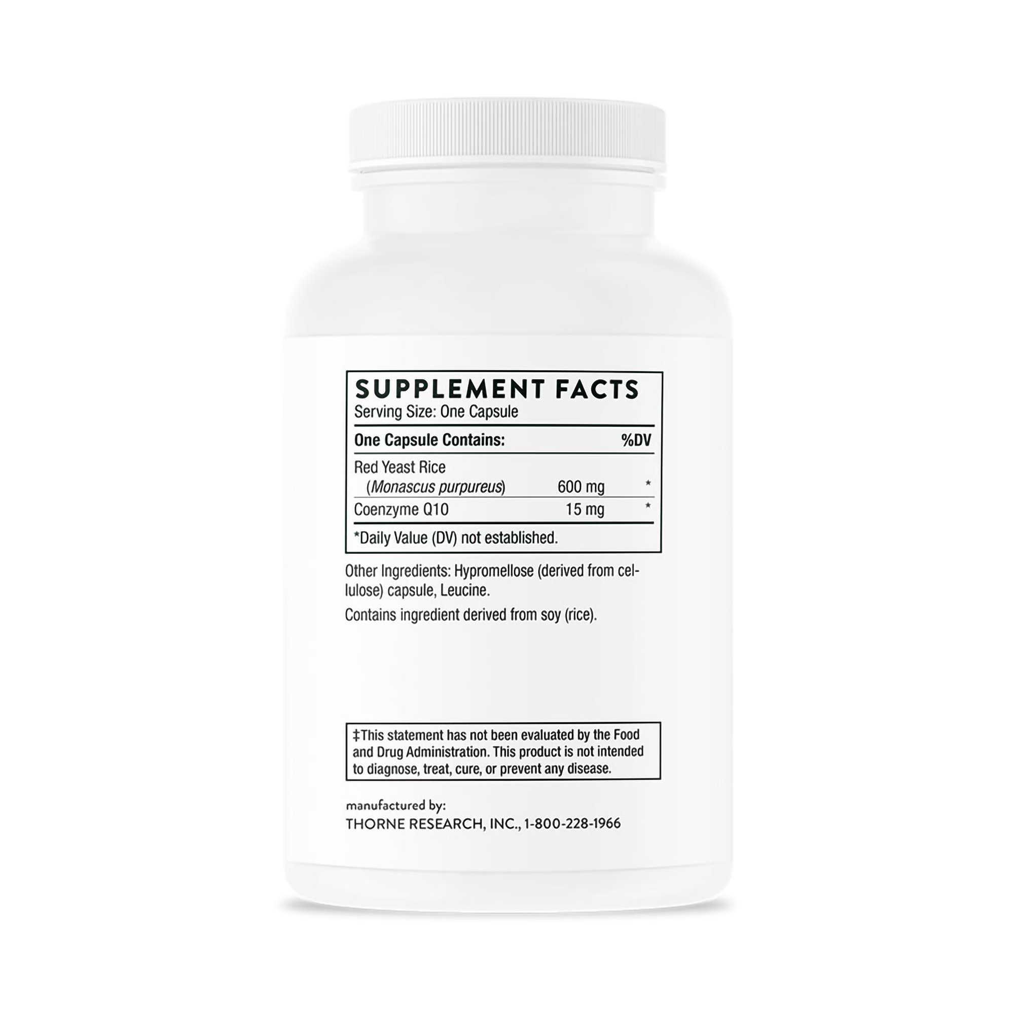 Dietary Supplement THORNE? Red Yeast Rice + CoQ10 Red Yeast Rice (Monascus purpureus) / Coenzyme Q10 600 mg - 15 mg Strength Capsule 120 per Bottle - Image 2