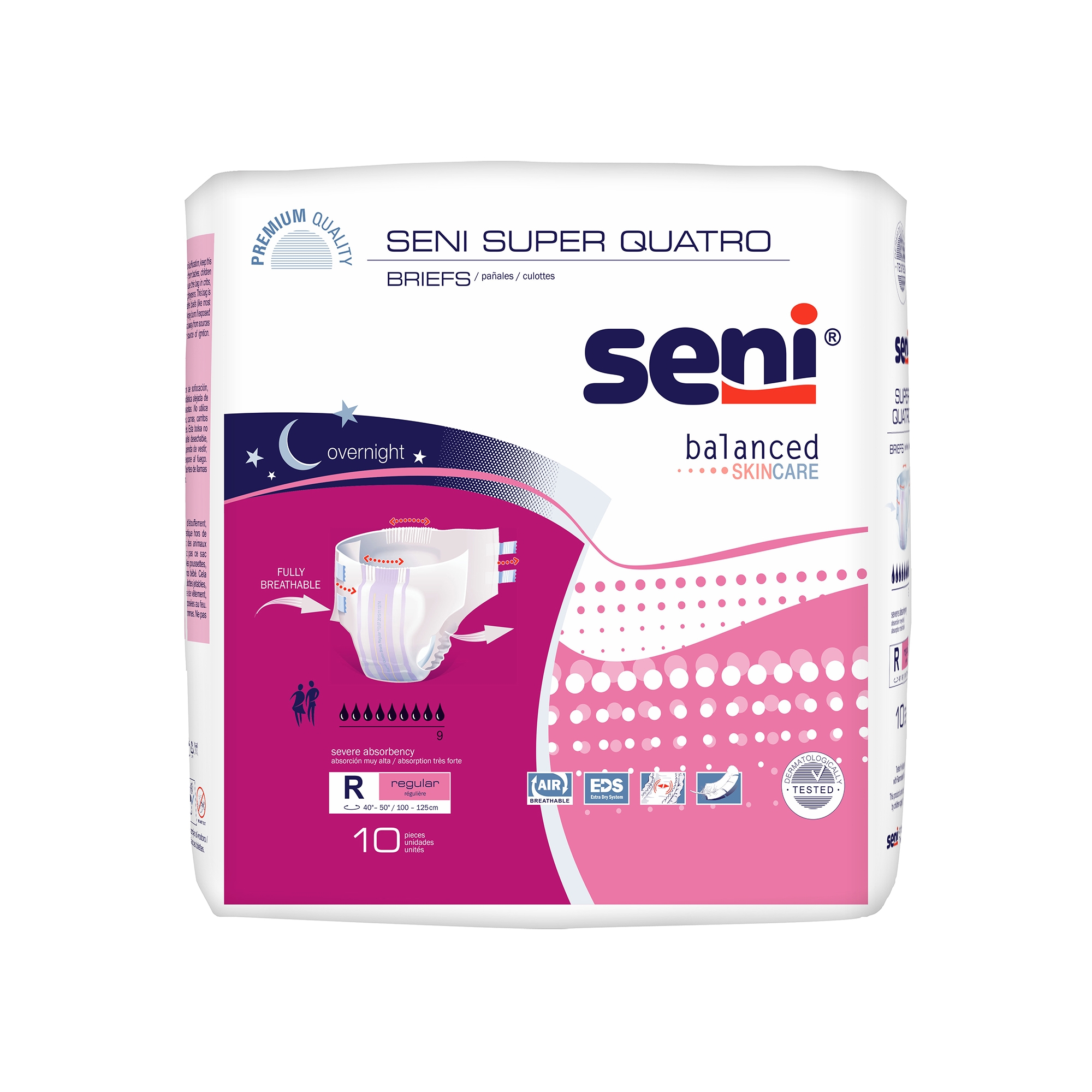 Seni® Super Quatro Severe Absorbency Incontinence Brief, Regular - Image 2