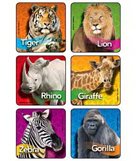 Kids Love Stickers® 90 per Box Zoo Animal Photos , Assorted Sticker 2-1/2 Inch