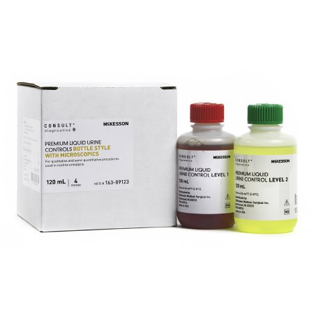 Urine Chemistry Control Set McKesson Consult? Microscopic Testing Positive Level / Negative Level 2 Level 1 (Abnormal) 120 mL Bottles, 2 Level 2 (Normal with hCG) 120 mL Bottles