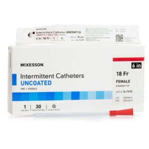 Urethral Catheter McKesson Straight Tip Uncoated PVC 18 Fr. 6 Inch