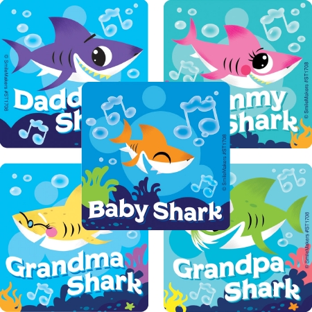 SmileMakers® 100 per Roll Baby Shark Sticker 2-1/2 Inch
