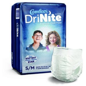 Unisex Youth Absorbent Underwear Comfees? DriNite? Juniors Pull On with Tear Away Seams Small / Medium Disposable Heavy Absorbency