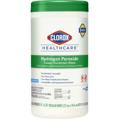 Clorox Healthcare? Surface Disinfectant Cleaner Premoistened Hydrogen Peroxide Based Manual Pull Wipe 155 Count Canister Unscented NonSterile