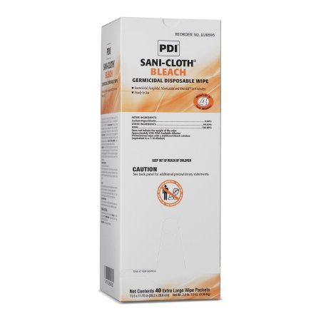 Sani-Cloth? Bleach Surface Disinfectant Cleaner Premoistened Germicidal Manual Pull Wipe 40 Count Individual Packet Chlorine Scent NonSterile
