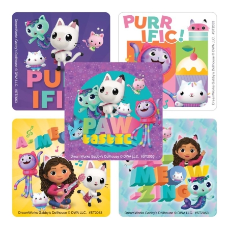 SmileMakers® 100 per Box Gabby's Dollhouse Purrific Sticker 2-1/2 Inch