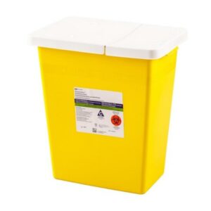 Chemotherapy Waste Container SharpSafety? Yellow Base 17-1/2 H X 15-1/2 W X 11 D Inch Horizontal / Vertical Entry 8 Gallon