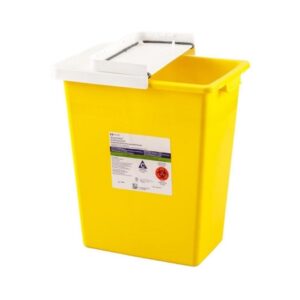 Chemotherapy Waste Container SharpSafety? Yellow Base 10 H X 10-1/2 W X 7-1/4 D Inch Horizontal / Vertical Entry 2 Gallon