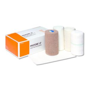 4 Layer Compression Bandage System Profore LF Multiple Sizes Self-Adherent / Tape Closure Tan / White NonSterile Standard Compression