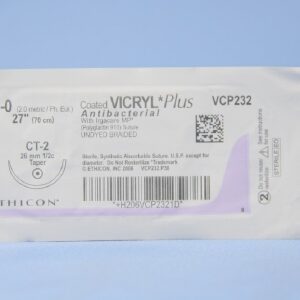 Absorbable Antibacterial Suture with Needle Coated Vicryl? Plus Polyglactin 910 with Irgacare MP Antibacterial Suture CT-2 1/2 Circle Taper Point Needle Size 3 - 0 Braided