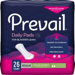 Bladder Control Pad Prevail? Daily Pads 7-1/2 Inch Length Light Absorbency Polymer Core One Size Fits Most
