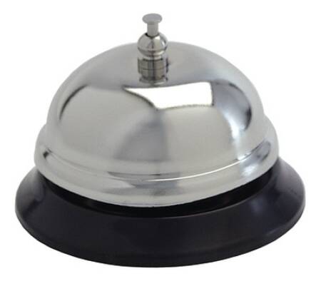 Call Bell Push Button Polished Steel / Black Vinyl Base 3 Inch