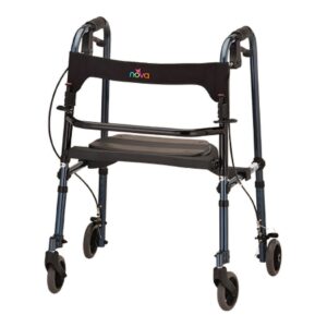4 Wheel Rollator Cruiser De-Light Blue Adjustable Height / Folding Aluminum Frame