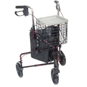3 Wheel Rollator drive? Deluxe Flame Red Adjustable Height / Folding Aluminum Frame