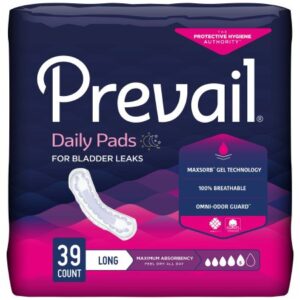 Bladder Control Pad Prevail? Daily Pads 13 Inch Length Heavy Absorbency Polymer Core One Size Fits Most