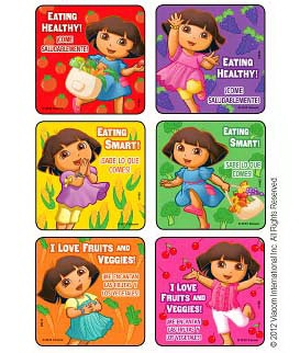 Disney® 75 per Pack Dora - I Love Fruits and Veggies Sticker 2-1/2 Inch