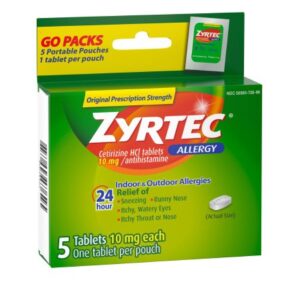 Allergy Relief Zyrtec? 10 mg Strength Tablet 5 per Box