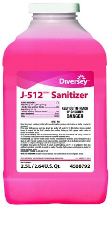 Diversey? J-512? Sanitizer Surface Cleaner / Sanitizer Quaternary Based J-Fill? Dispensing Systems Liquid Concentrate 2.5 Liter Bottle Chemical Scent NonSterile