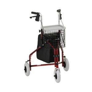 3 Wheel Rollator Traveler? Red Adjustable Height / Folding Aluminum Frame