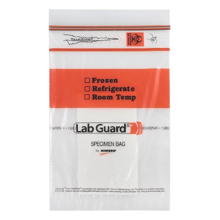 Specimen Transport Bag with Document Pouch and Absorbent Pad Lab Guard? Double Zipper 6 X 9 Inch Zip Closure Biohazard Symbol / Storage Instructions NonSterile
